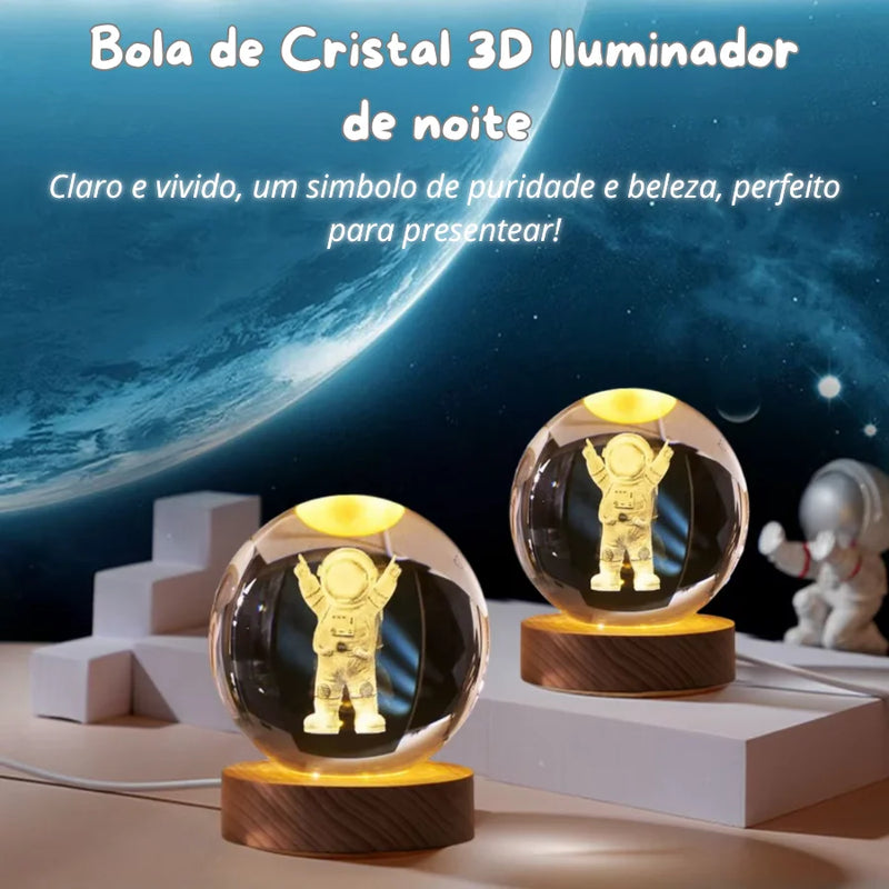 Abajur SKYTUR 3D Crital Ball Luz noturna USB Plug in LED para quarto Lâmpada de presente noturna Planeta Lua Galaxia Astronauta