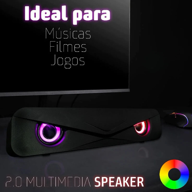 Caixa de som para PC Subwoofer Soundbar LED RGB Tv Computador Notebook