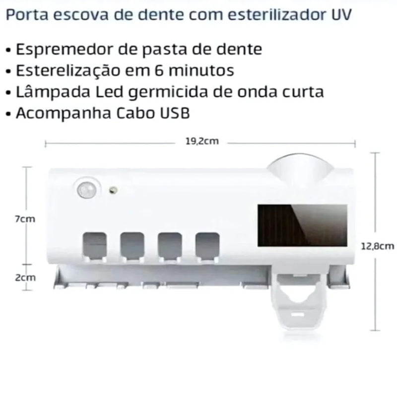 Suporte Automático Antibacteriano UV Esterilizador de Luz Escova de Dentes Pasta Aplicador Suporte Banheiro