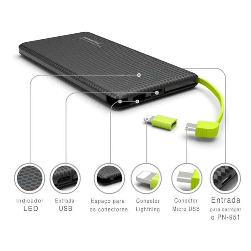 Carregador portátil Power Bank 10.000mAh V8