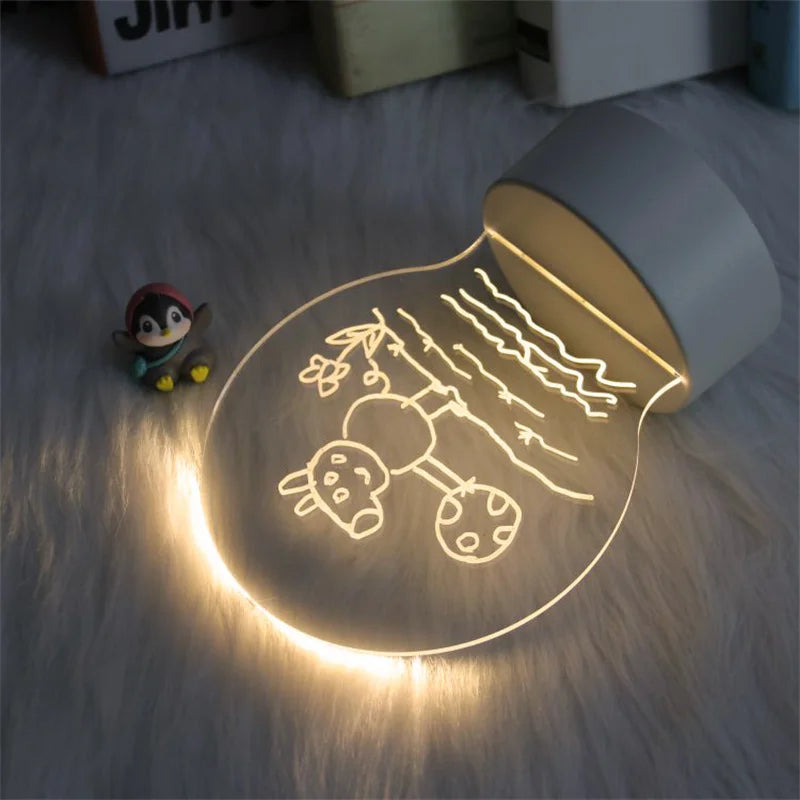 Luz noturna LED USB Note Board Placa de mensagem criativa Luz de feriado com caneta Presente para crianças Decoração de namorada Lâmpada noturna