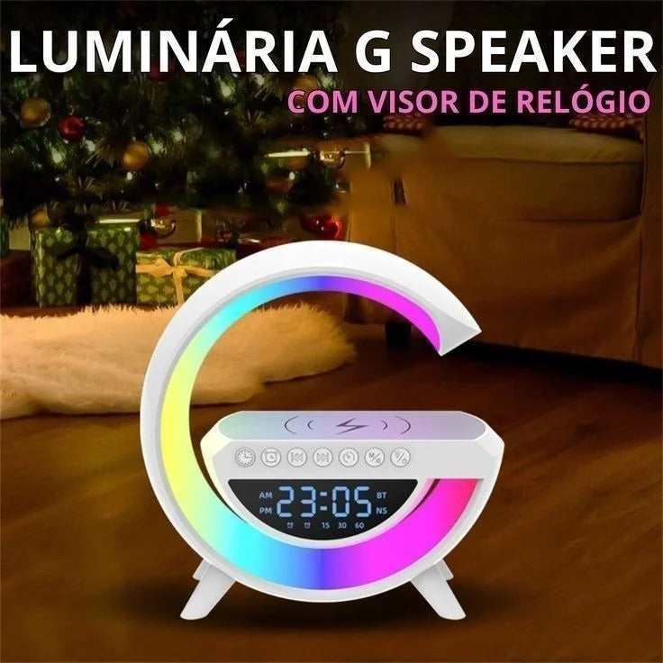 Caixa de Som G-Speaker Luminária Bluetooth Inteligente Carregador Sem Fio Led Luz Rgb Caxinha Qualidade