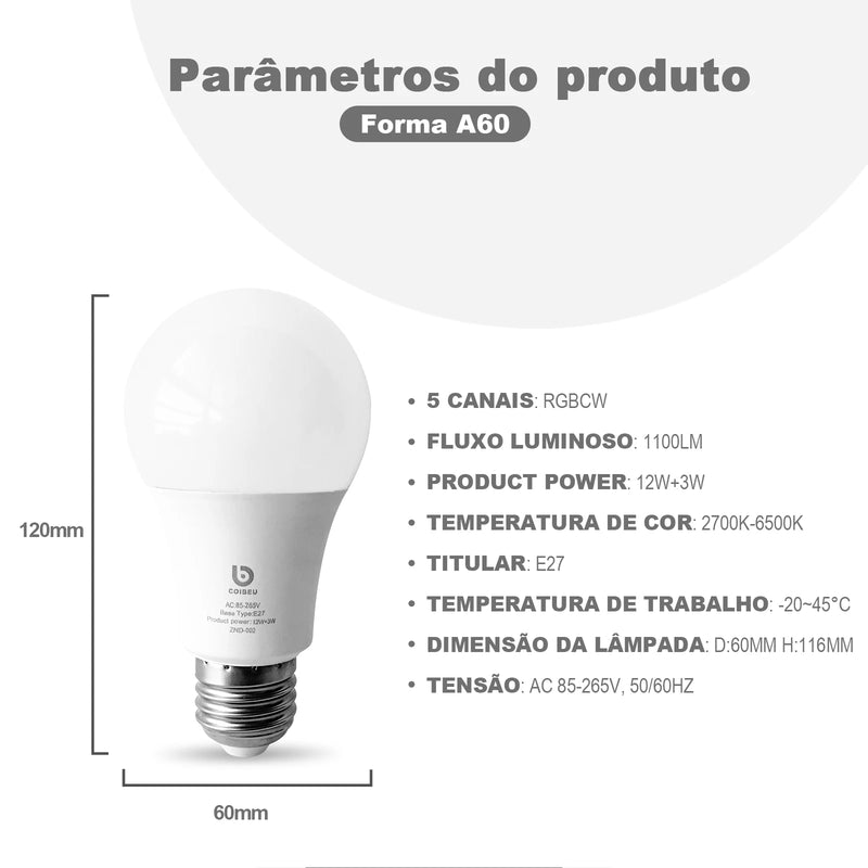 Lâmpada inteligente Alexa LEDs Alexia para iluminação Lâmpada LED Luz LED Lâmpada inteligente 15W Eletrodoméstico