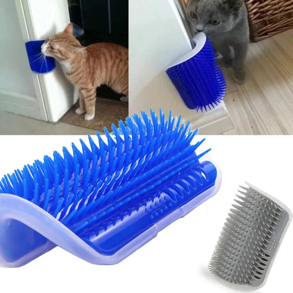 Escova de cabelo com tira de escova com erva de gato, brinquedo de massagem de parede para gatos de estimação