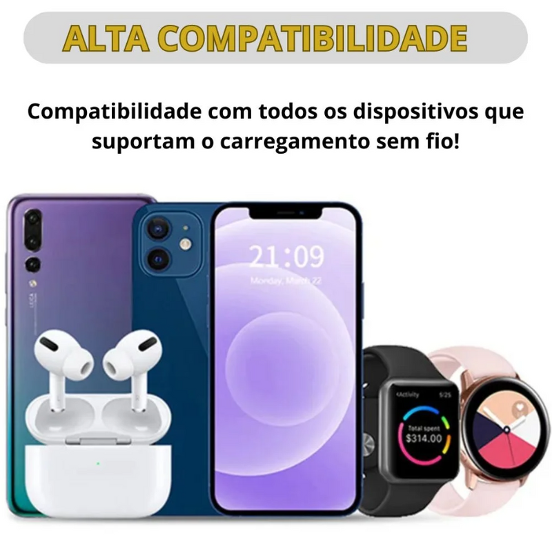 Base Carregadora Indução 3 em 1 Smartwatch Carrega Celular Apple e android Sem Fio Bluetooth - ENVIO IMEDIATO PARA TODO BRASIL