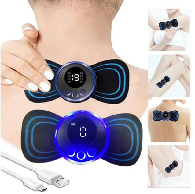 Mini Massageador Portátil Elétrico Cervical EMS Alivia Dores Corpo Pescoço, lombar