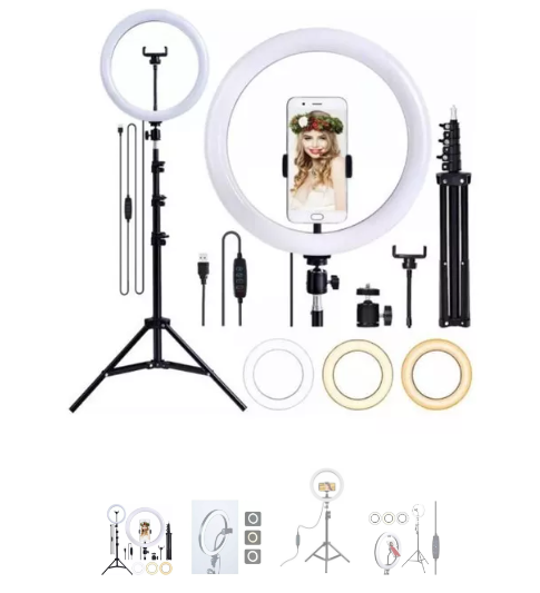 Kit Completo Ring Light Profissional 6 / 8 / 10 / 12 / 18 polegadas Com 2.1M Tripé Universal e controle remoto